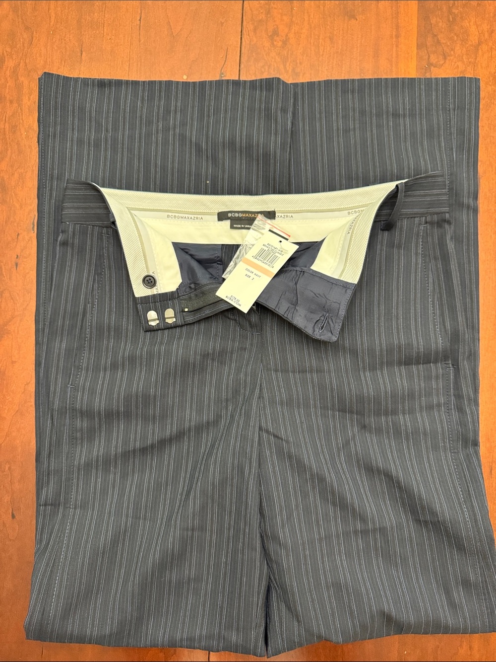 BCBGMaxAzria Navy Pinstripe Dress Pants